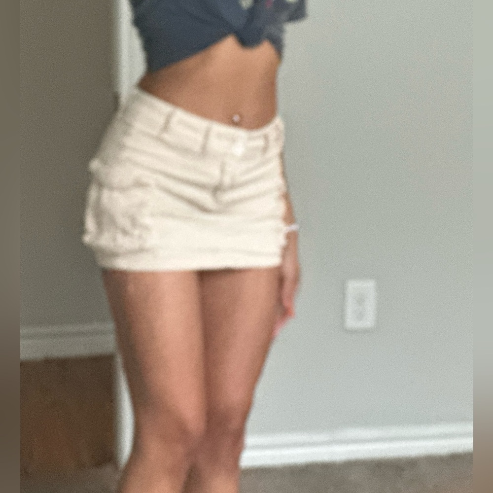 Beige Cargo Mini Skirt